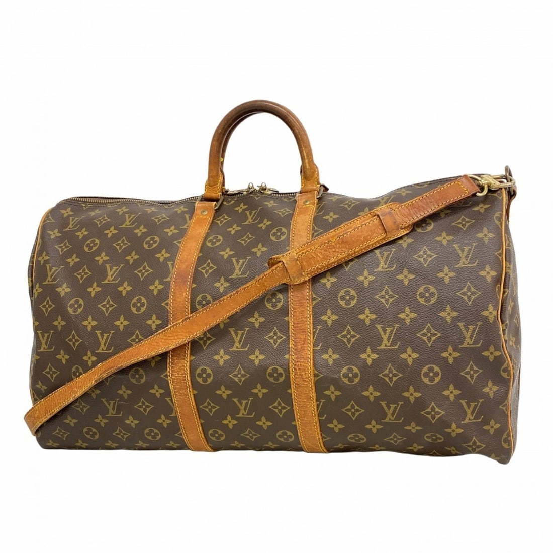 Louis Vuitton Monogram Keepall Bandouliere 55 Boston Bag M41414 Brown Men's and Women's (1 of 17)