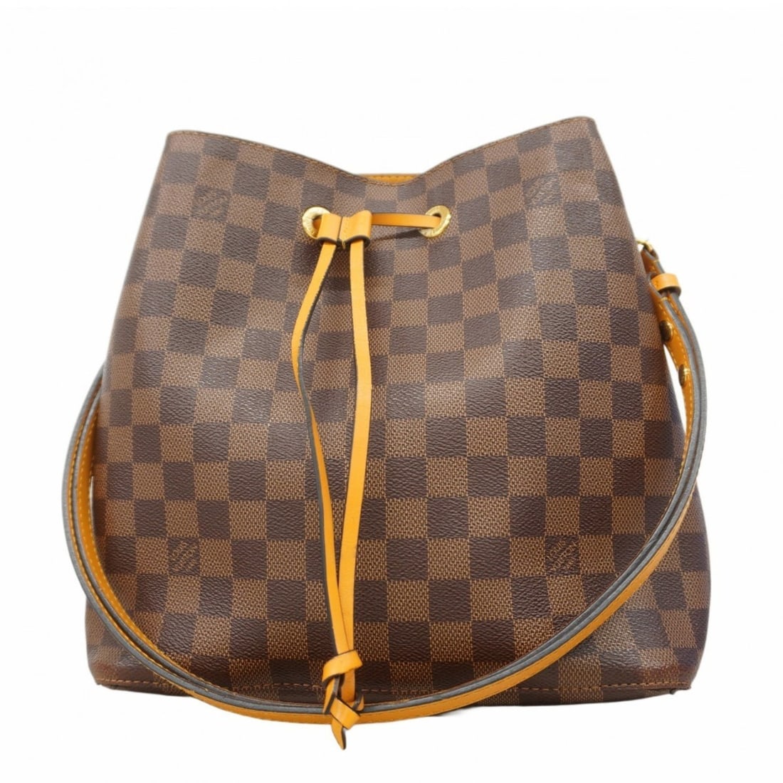Louis Vuitton Damier NeoNoe Shoulder Bag N40213 Ebene Saffron Women's: --- Catalog ---Category: SizeSize (HxWxD): 25cm x 26cm x 17cm / 9.84'' x 10.23'' x 6.69''Category: DesignType: Shoulder bagColor: Ebene, SaffronGender: WomenCategory: GeneralMPN: N40213Brand: Louis Vu
