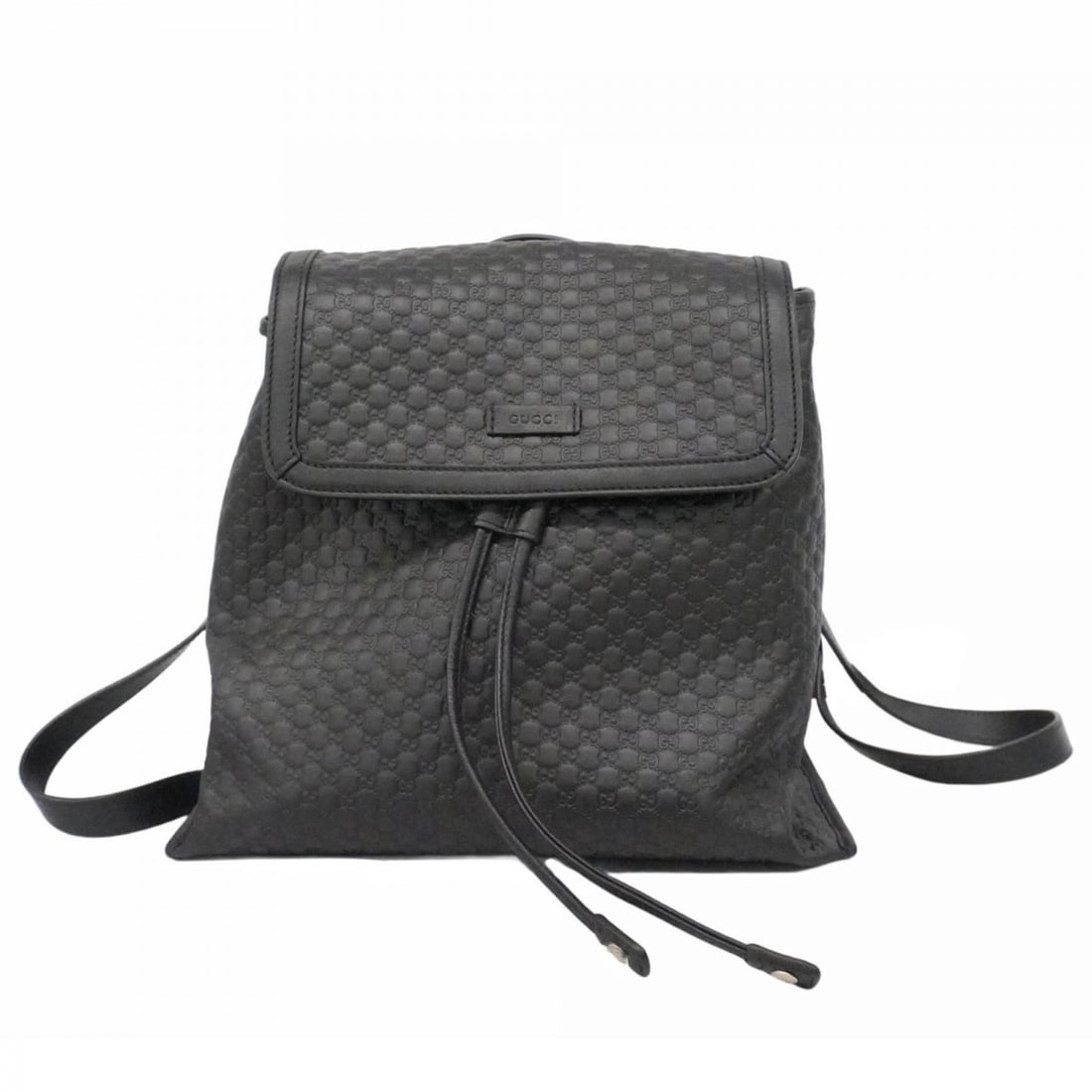 Gucci Micro Guccissima Backpack/Daypack 607993 Leather Black Champagne Women's (1 of 13)