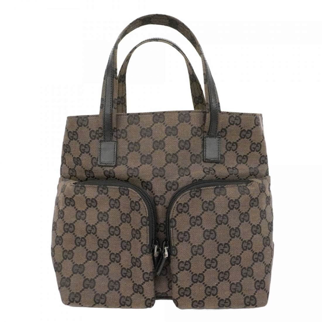 Gucci GG Canvas 002 1080 Handbag in Brown and Black for Women: --- Catalog ---Category: SizeSize (HxWxD): 22cm x 23cm x 11cm / 8.66'' x 9.05'' x 4.33''Category: DesignType: HandbagColor: Black, BrownGender: WomenMaterial: Canvas Hardware Color: SilverCategory: Ge