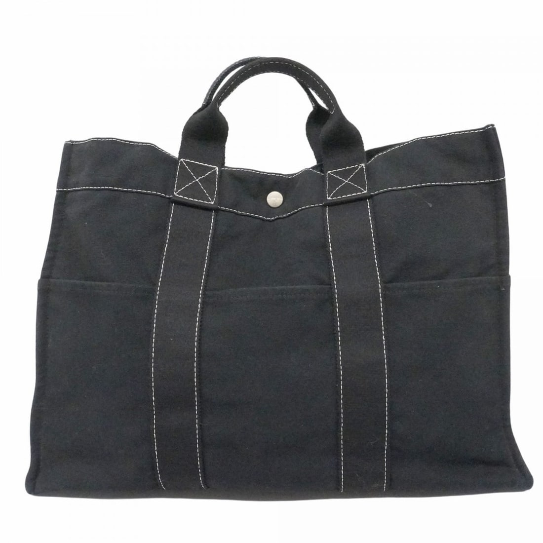 Hermes Hermès Deauville MM Canvas Tote Bag, Black, Women's (1 of 14)