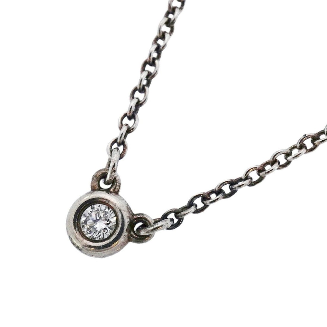 Tiffany Necklace By the Yard 1PD Silver 925 Diamond Women's: --- Catalog ---Category: SizePendant Size: 4.2mm x 4.8mm / 0.16'' x 0.18''Neck Circumference: 41.5 cm / 16.33''Category: DesignStone: DiamondGender: WomenMaterial: Silver 925Necklace Type: NecklaceCat