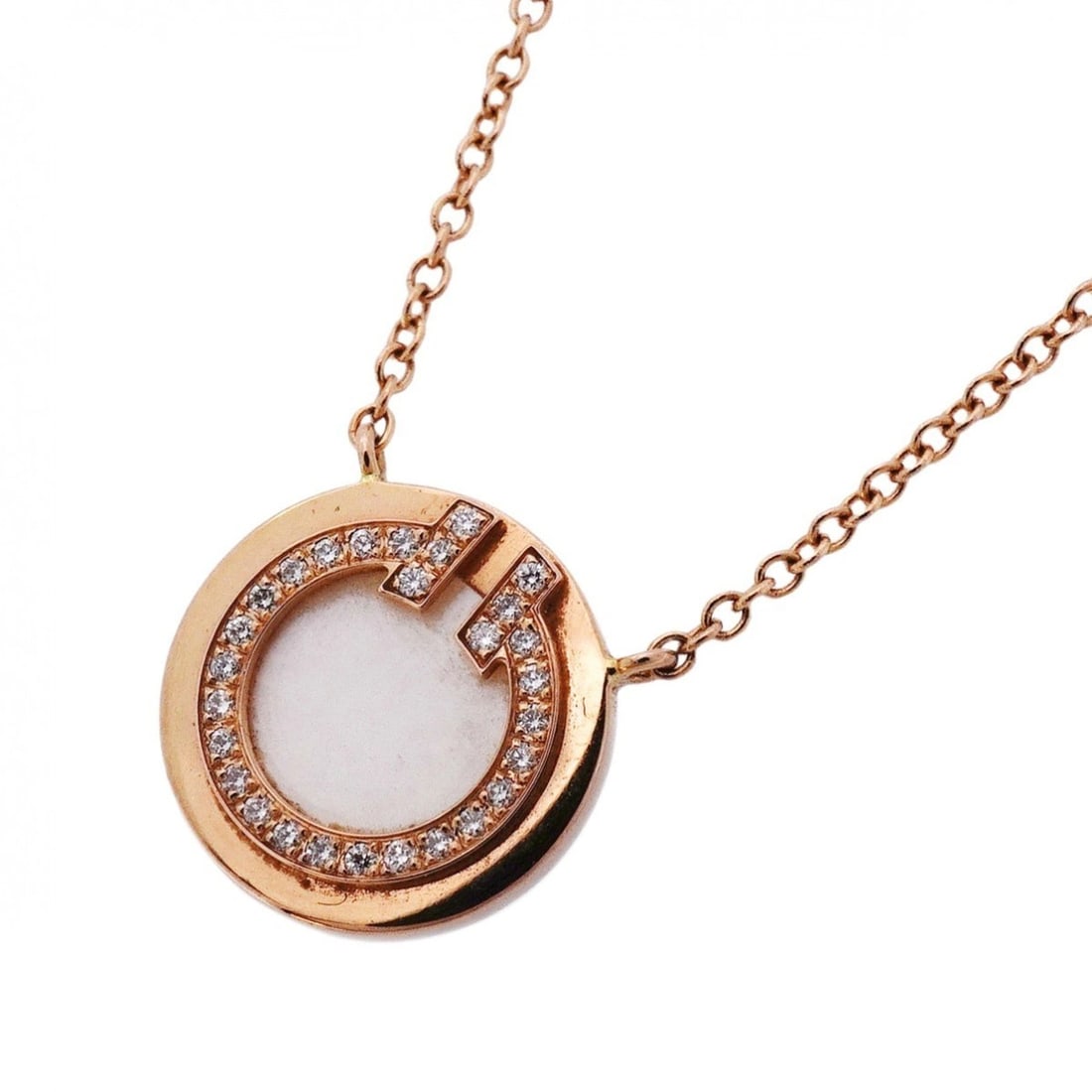 Tiffany T-Circle Necklace in 18K Pink Gold with Diamonds and Mother-of-Pearl for Women: --- Catalog ---Category: SizeNeck Circumference: 40.5 cm - 46 cm / 15.94'' - 18.11''Category: DesignStone: Diamond, Mother of pearlGender: WomenMaterial: Pink gold (18K)Necklace Type: NecklaceCategory