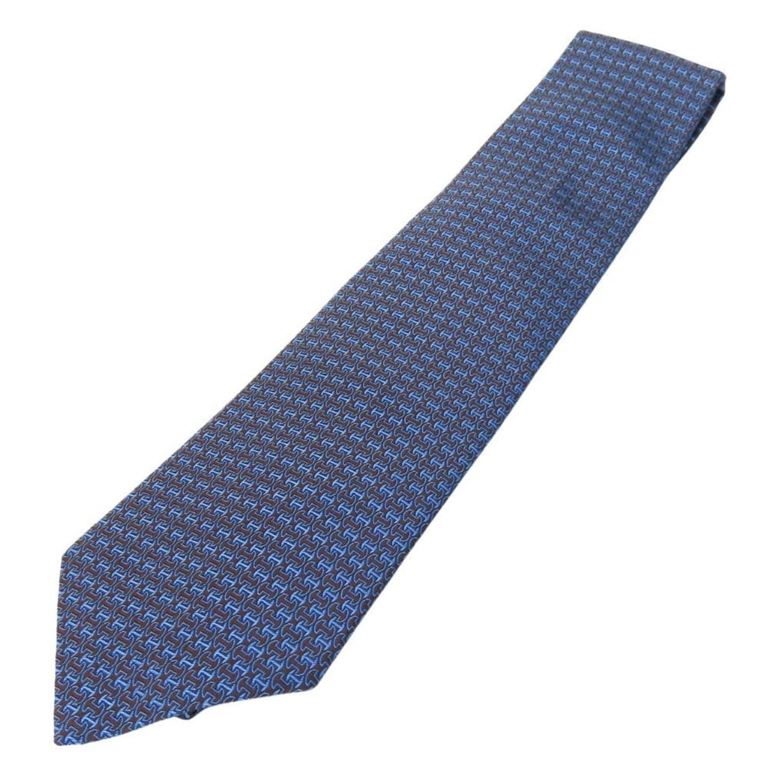 Hermes silk tie, blue and brown, men's apparel. (1 of 13)