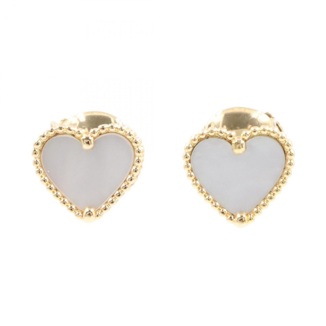 Van Cleef & Arpels Sweet Alhambra Heart Earrings, Mother-of-Pearl, 18K Yellow Gold, Women's, Gold: --- Catalog ---Category: SizeSize (HxWxD): 8.00mm x 9.00mm / 0.31'' x 0.35''Category: DesignType: Stud earringsColor: Gold, WhiteStone: Mother of pearlGender: WomenMaterial: Yellow gold (18K)Category: