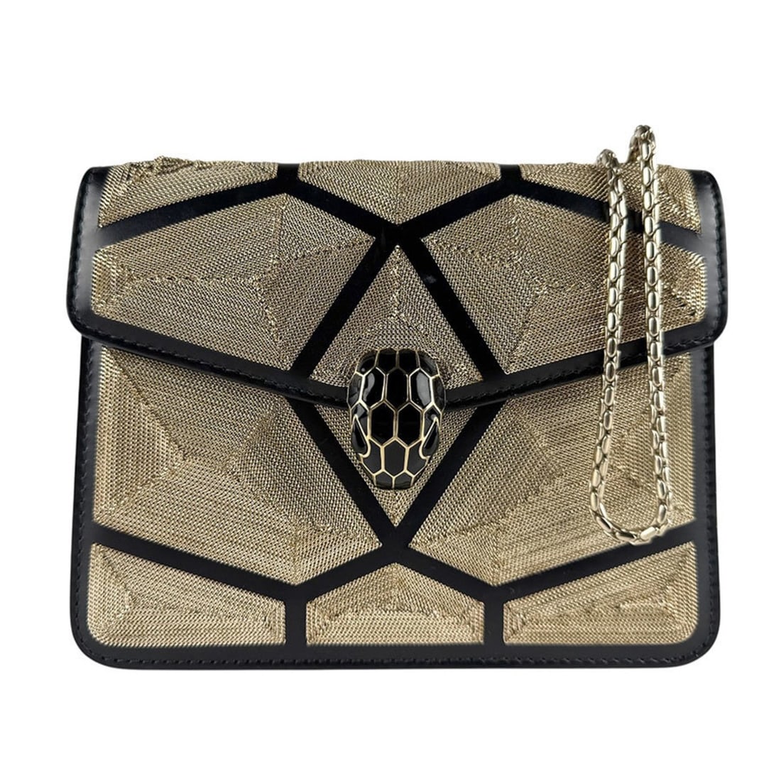 BVLGARI Serpenti Forever Shoulder Bag in Leather/Metal, Gold and Black, Women's, z8308 (1 of 19)