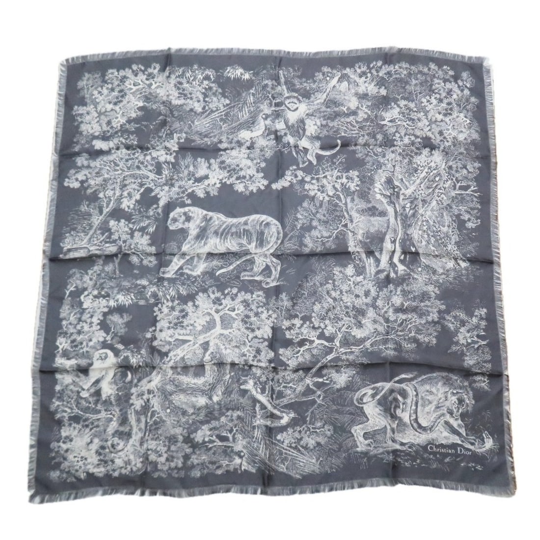Christian Dior Toile de Jouy 100% Silk Large Square Scarf, All-Over Print, Gray, for Men and Women: --- Catalog ---Category: SizeSize (LxW): 90cm x 90cm / 35.43'' x 35.43''Category: DesignType: ScarfColor: GrayGender: Men,Women,UnisexMaterial: Silk Category: GeneralBrand: Christian DiorCountry of Or