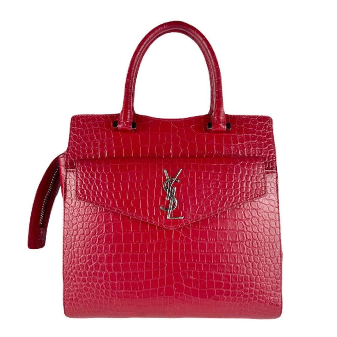 Saint Laurent Uptown Small Handbag/Shoulder Bag in Embossed Leather, Red and Silver, Women's, z8340: --- Catalog ---Category: SizeSize (HxWxD): 23cm x 23cm x 12cm / 9.05'' x 9.05'' x 4.72''Category: DesignType: Handbag, Shoulder bagColor: Red colorGender: WomenMaterial: Leather Leather/Fur Type: Embo