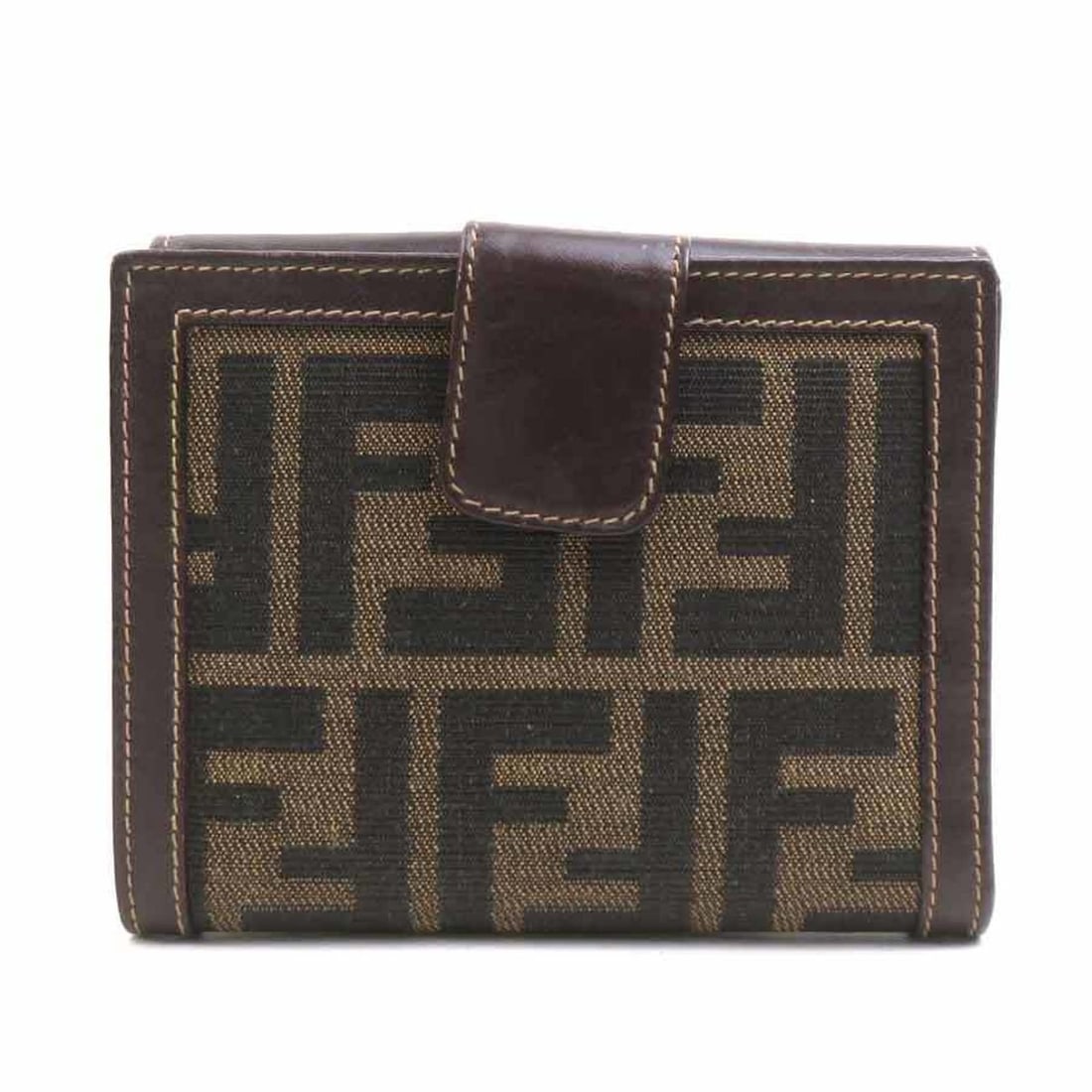 Fendi FENDI Bifold Wallet Zucca Canvas/Leather Brown Women's e61317a (1 of 20)