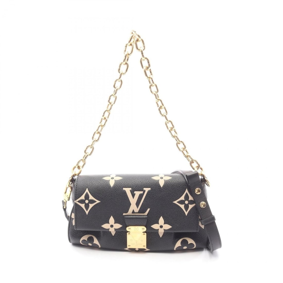 Louis Vuitton Favorite NM Monogram Giant Handbag, Leather, Women's, Black and Beige, M45859: --- Catalog ---Category: SizeSize (HxWxD): 14.5cm x 25cm x 9.5cm / 5.7'' x 9.84'' x 3.74''Category: DesignType: HandbagColor: Beige, BlackGender: WomenMaterial: Leather Category: GeneralMPN: M45859Bra