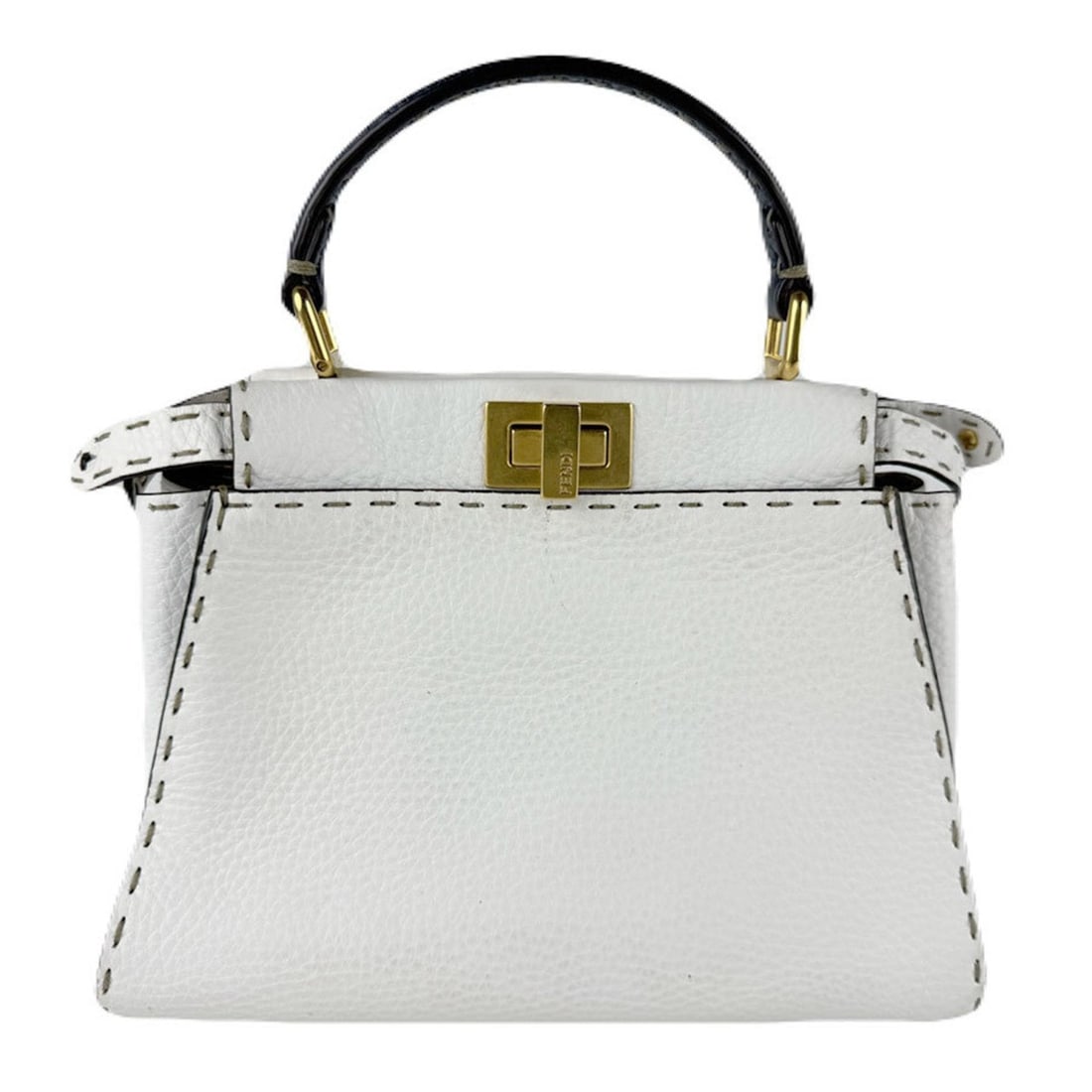 Fendi Peekaboo Iconic Mini Handbag Shoulder Bag in White/Navy Gold, Women's, 8BN244-E1C z8381 (1 of 8)