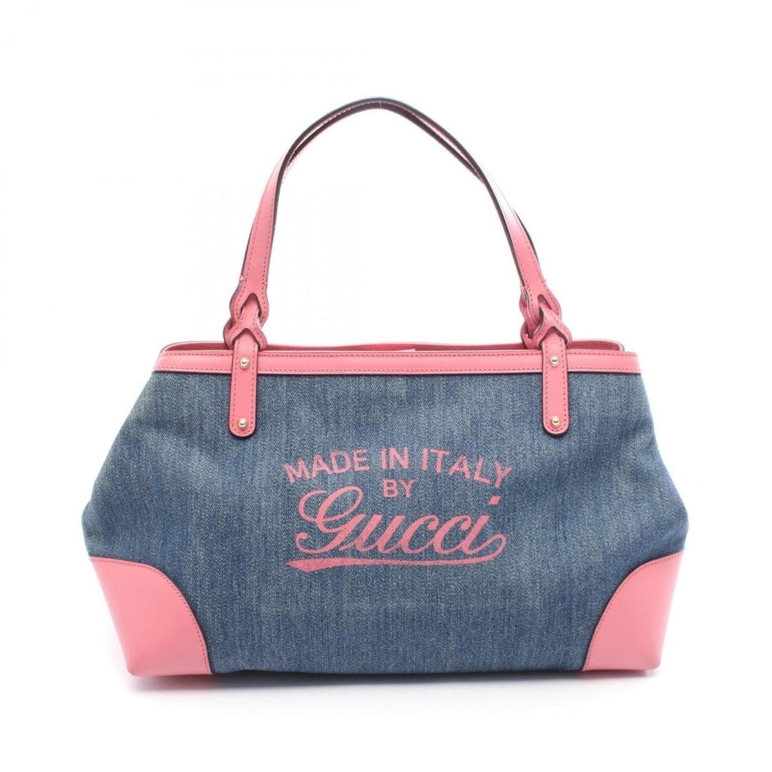 Gucci Craft Tote Bag, Denim and Leather, Women's, Navy Pink, 348715: --- Catalog ---Category: SizeSize (HxWxD): 22cm x 36cm x 15.5cm / 8.66'' x 14.17'' x 6.1''Category: DesignType: Tote bagColor: Navy, PinkGender: WomenMaterial: Denim , Leather Category: GeneralMPN: 34