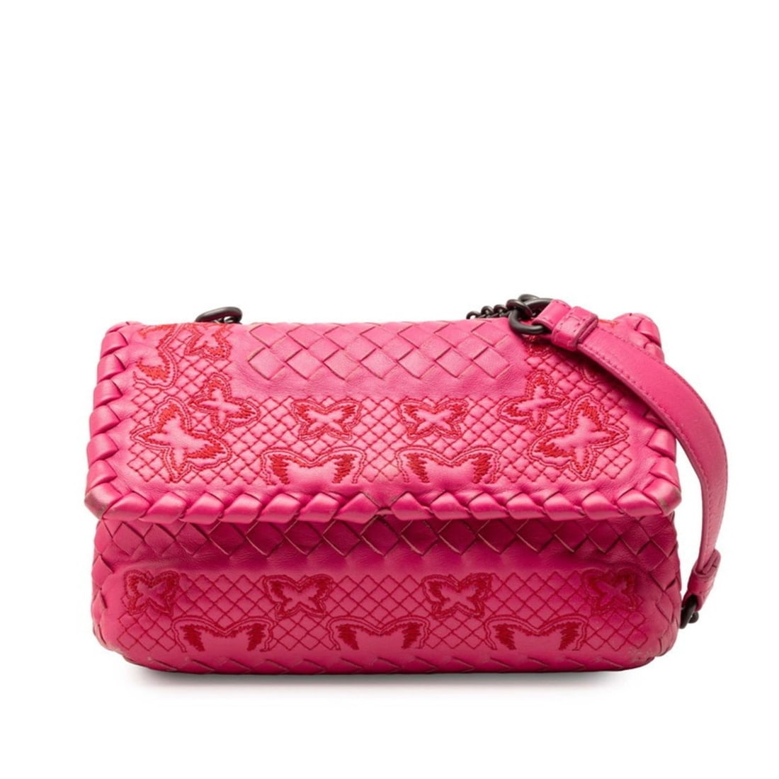 Bottega Veneta Intrecciato Butterfly Chain Shoulder Bag in Pink Leather for Women (1 of 7)