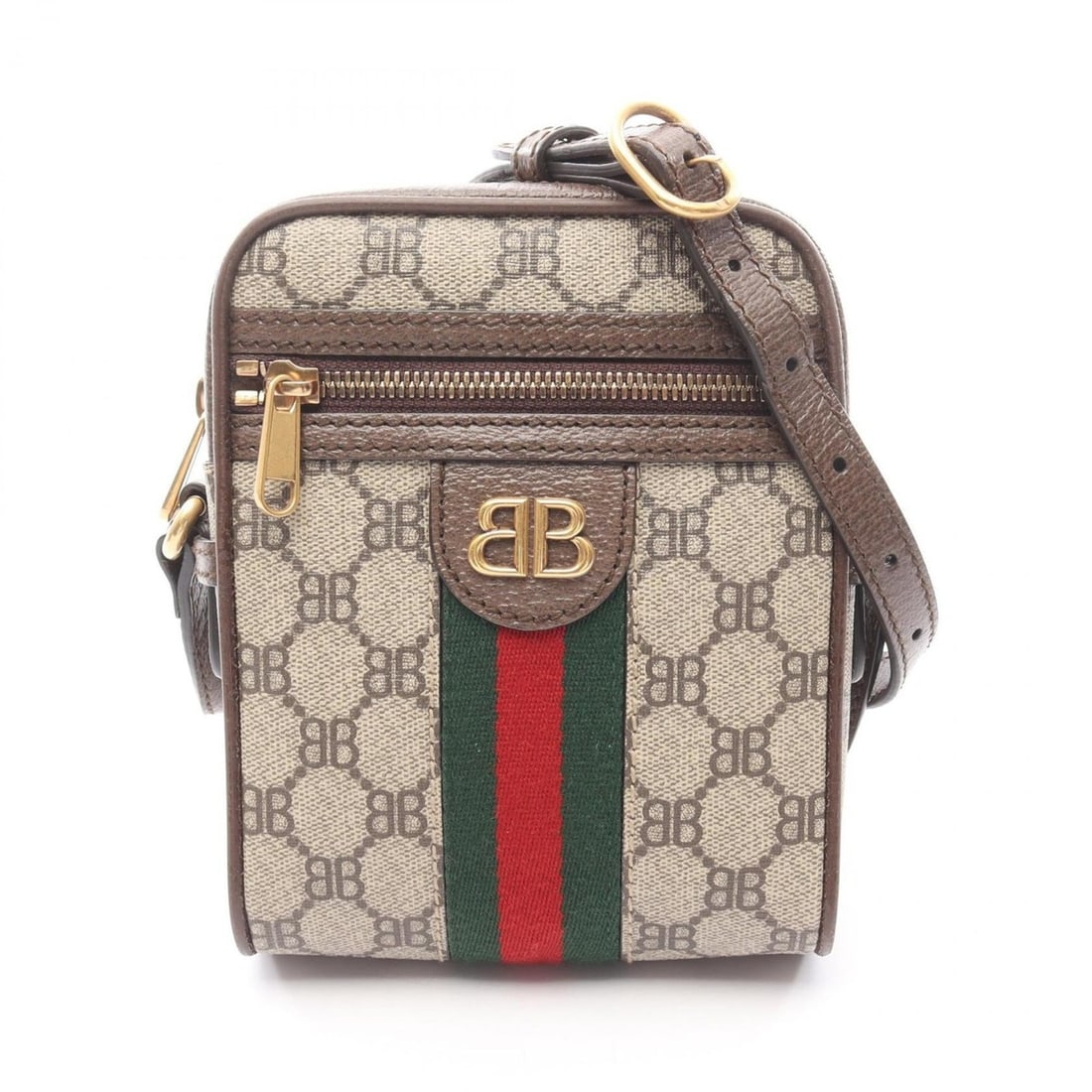 Balenciaga x Gucci Hacker Project shoulder bag, coated canvas and leather, men's, beige, brown,: --- Catalog ---Category: SizeSize (HxWxD): 17cm x 14cm x 5cm / 6.69'' x 5.51'' x 1.96''Category: DesignType: Shoulder bagColor: Beige, Brown, Multi-colorGender: MenMaterial: Coated canvas , Leather Ca