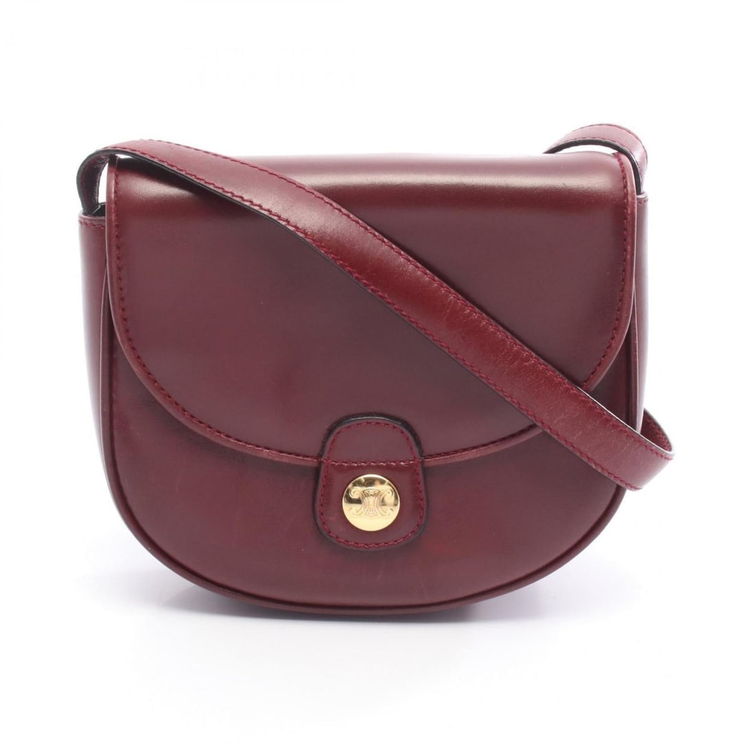 Celine Triomphe shoulder bag, leather, women's, burgundy (1 of 13)
