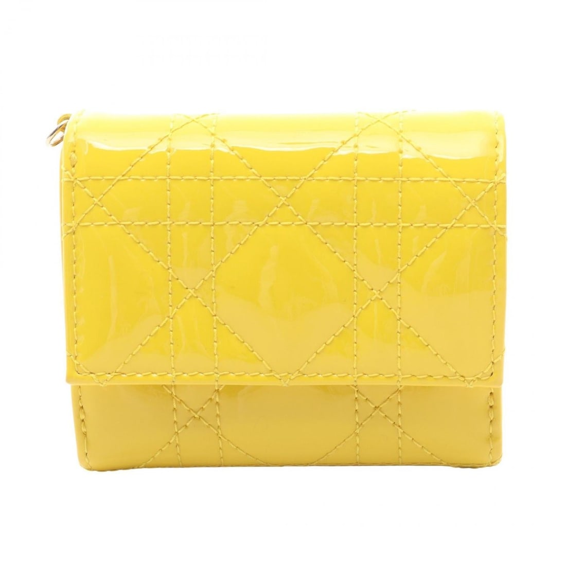 Christian Dior Dior Lady Lotus Wallet, Tri-fold Patent Leather, Women's, Yellow, S0181OVRB: --- Catalog ---Category: SizeSize (HxWxD): 8.5cm x 10cm x 3cm / 3.34'' x 3.93'' x 1.18''Category: DesignType: Wallet (tri-fold)Color: YellowGender: WomenMaterial: Patent leather Category: GeneralMPN: