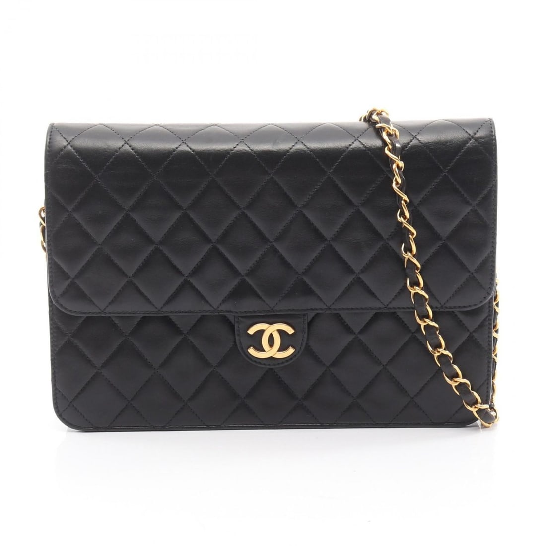 CHANEL Matelasse Shoulder Bag, Lambskin Leather, Women's, Black: --- Catalog ---Category: SizeSize (HxWxD): 18.5cm x 25cm x 8cm / 7.28'' x 9.84'' x 3.14''Category: DesignType: Shoulder bagColor: BlackGender: WomenMaterial: Leather Leather/Fur Type: