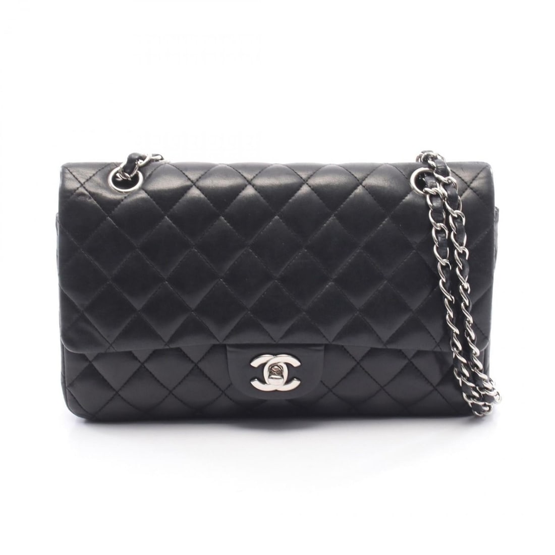 CHANEL Matelasse Double Flap Shoulder Bag in Lambskin Leather, Black (1 of 12)