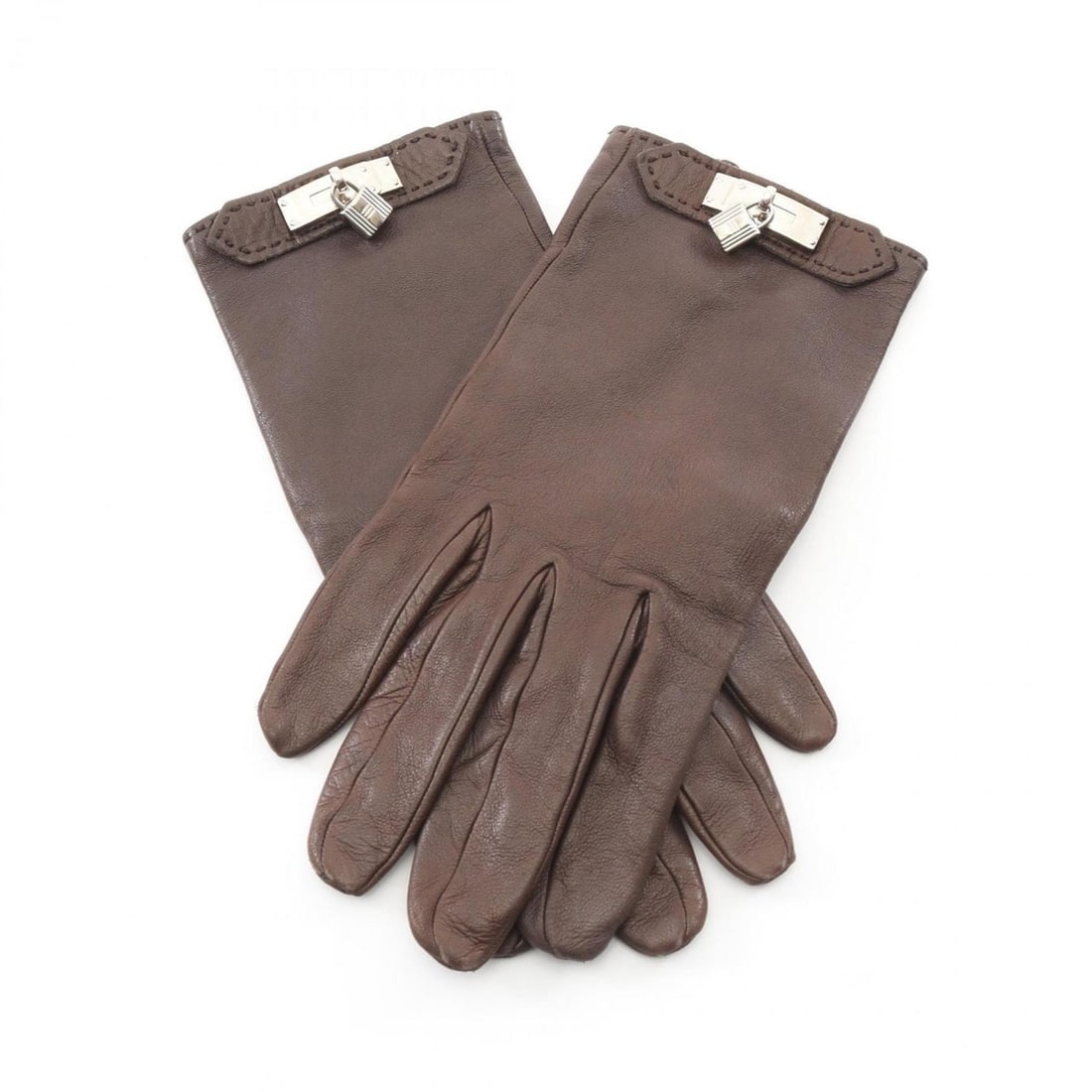 Hermes Hermès Kelly Gloves, Lambskin Leather, Women's, Brown (1 of 18)