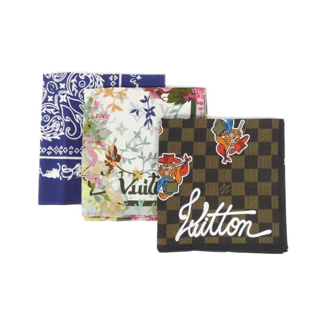 Louis Vuitton Set of Three Bandanas MP3425 Scarf Muffler (1 of 11)