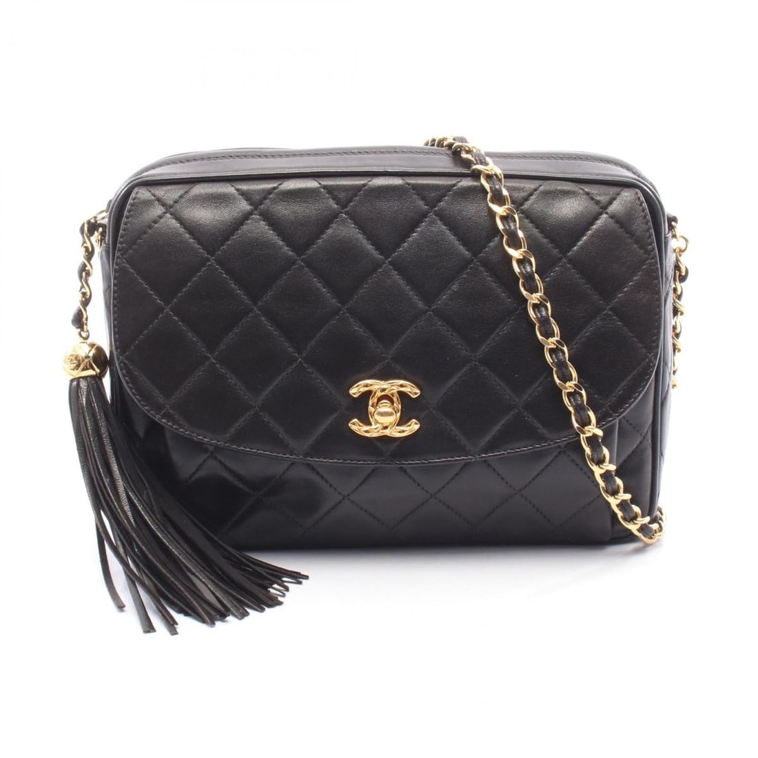 CHANEL Matelasse Shoulder Bag, Lambskin Leather, Women's, Black (1 of 10)