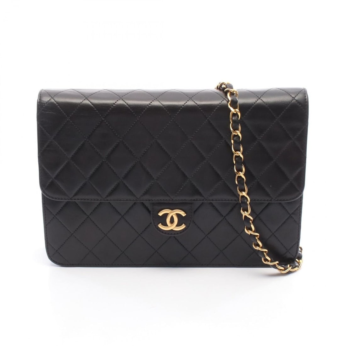 CHANEL Matelasse Shoulder Bag, Lambskin Leather, Women's, Black: --- Catalog ---Category: SizeSize (HxWxD): 18.5cm x 25cm x 8cm / 7.28'' x 9.84'' x 3.14''Category: DesignType: Shoulder bagColor: BlackGender: WomenMaterial: Leather Hardware Color: GoldLeather/Fur Ty
