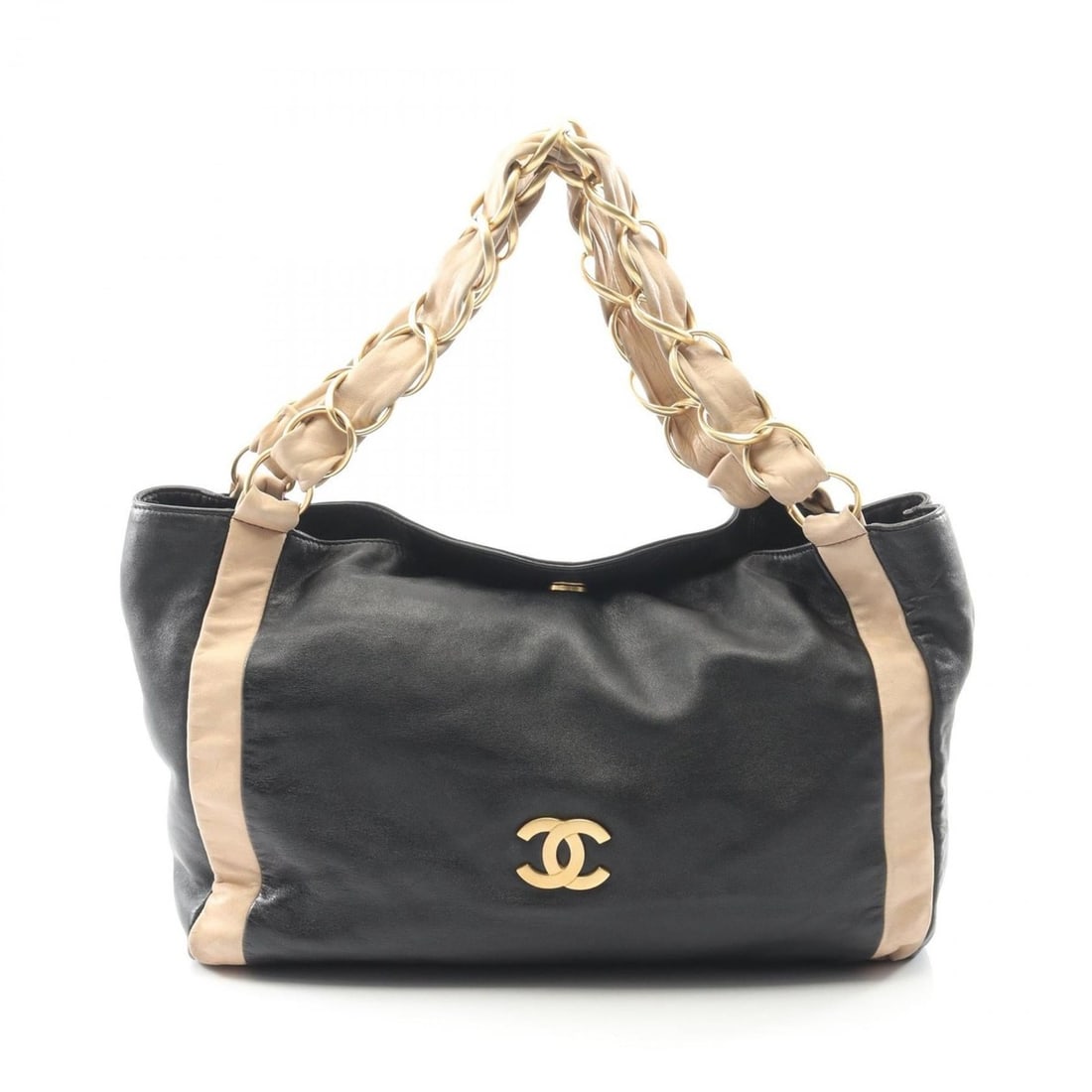 CHANEL Coco Mark Tote Bag, Leather, Women's, Black, Beige: --- Catalog ---Category: SizeSize (HxWxD): 19cm x 33cm x 10cm / 7.48'' x 12.99'' x 3.93''Category: DesignType: Tote bagColor: Beige, BlackGender: WomenMaterial: Leather Hardware Color: GoldCategory: G