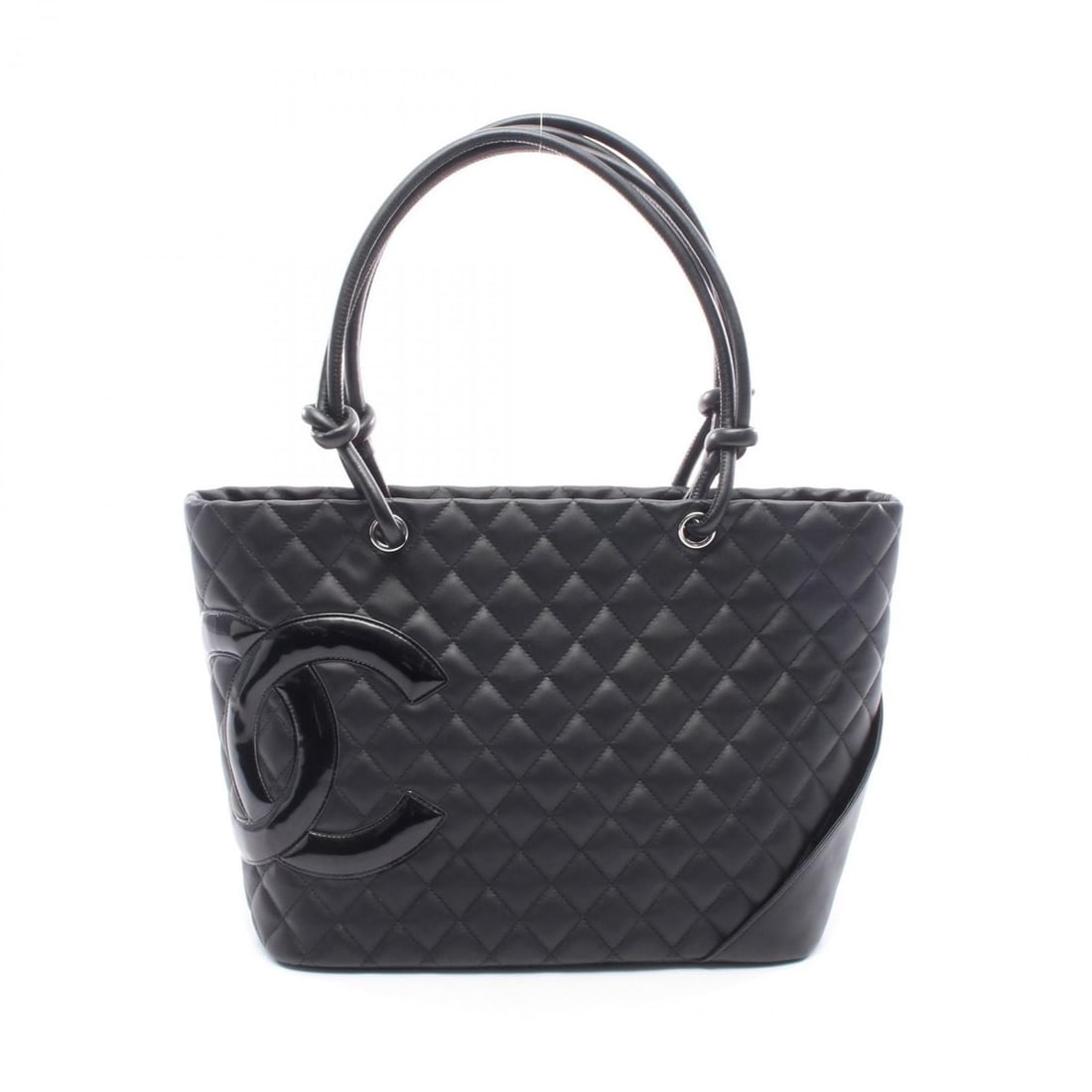 CHANEL Cambon Line Large Tote Bag, Leather Patent Leather, Women's, Black: --- Catalog ---Category: SizeSize (HxWxD): 25cm x 30cm x 15cm / 9.84'' x 11.81'' x 5.9''Category: DesignType: Tote bagColor: BlackGender: WomenMaterial: Leather , Patent leather Hardware Color: Silver