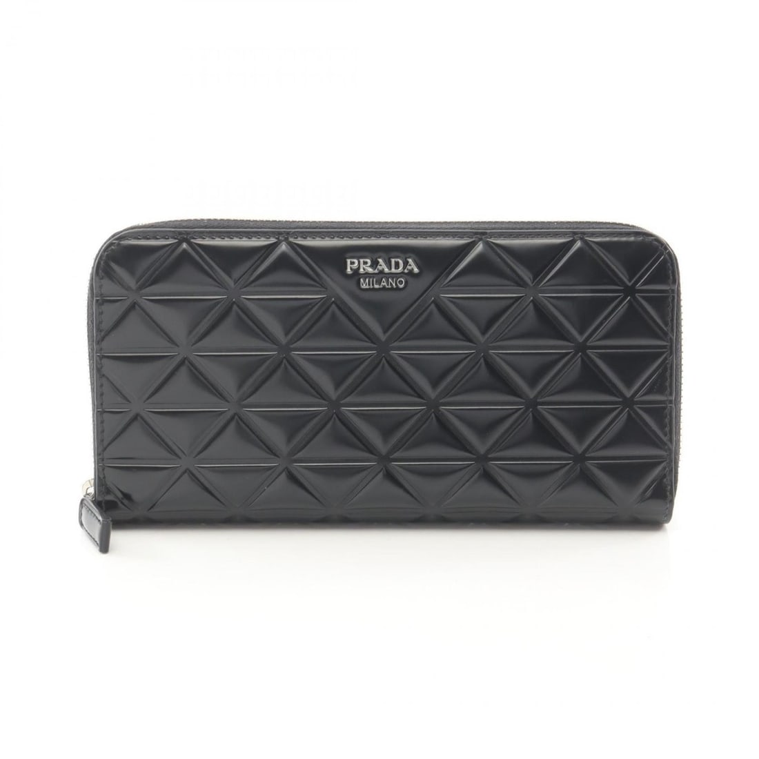 Prada SPAZZOLATO TRIA Round Long Wallet, Leather, Men's, Black, 2ML317 (1 of 8)