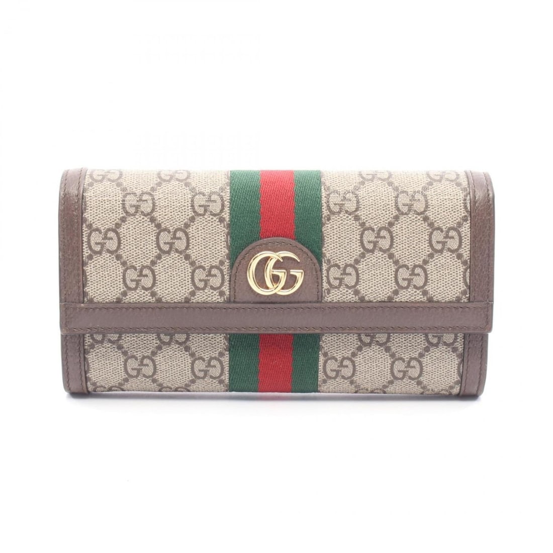 Gucci Ophidia GG Supreme Continental Wallet, Women's Leather Bifold Long Beige, Brown, Multicolor, (1 of 9)