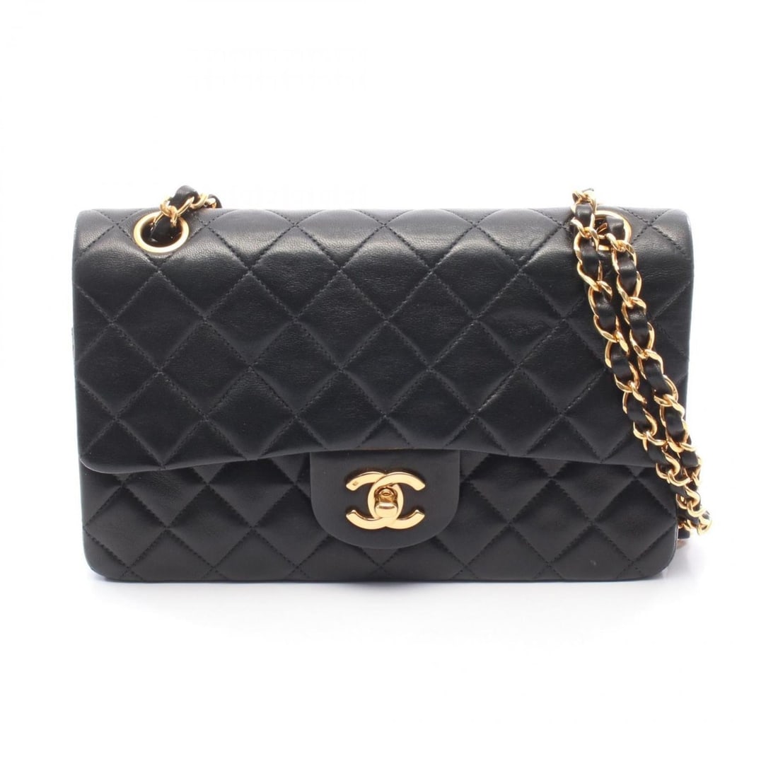 CHANEL Matelasse Double Flap Shoulder Bag in Lambskin Leather, Black (1 of 12)