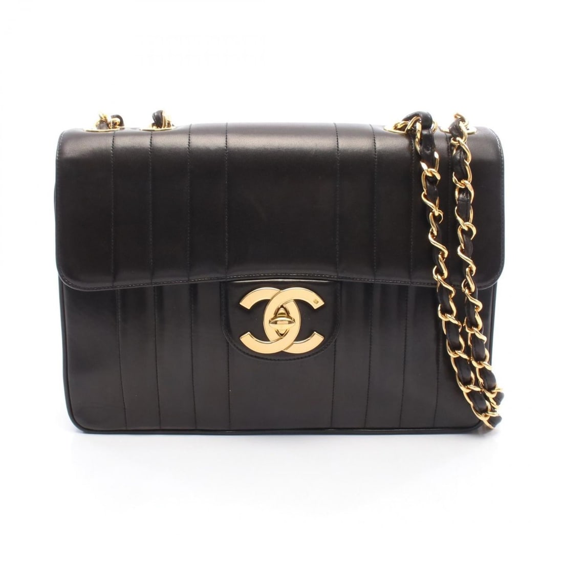 CHANEL Mademoiselle Large Coco Mark Single Flap Shoulder Bag in Lambskin Leather, Black (1 of 20)