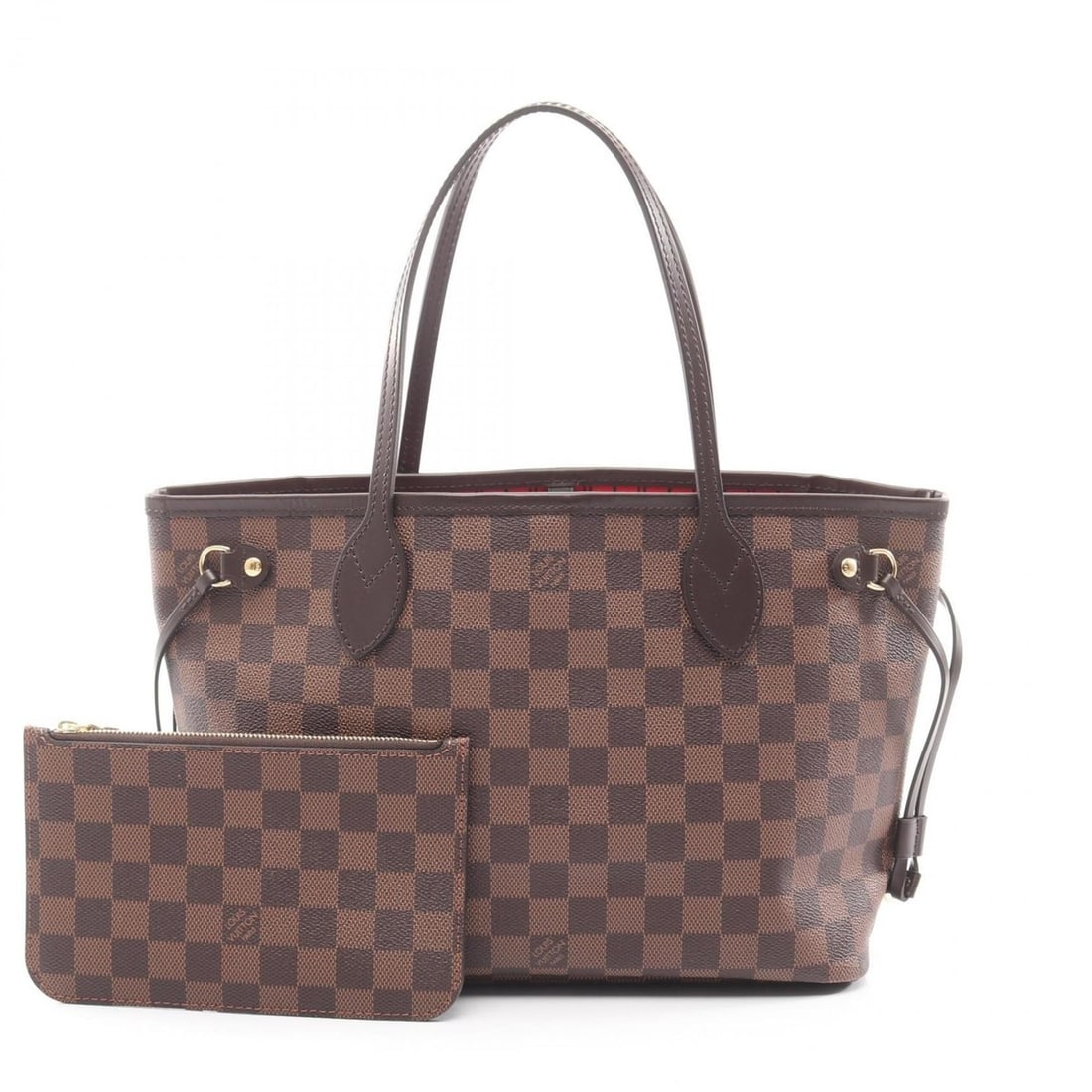 Louis Vuitton Neverfull PM Tote Bag, Coated Canvas and Leather with Damier Finish, Brown, Women's,: --- Catalog ---Category: SizeSize (HxWxD): 22cm x 28cm x 12.5cm / 8.66'' x 11.02'' x 4.92''Category: DesignType: Tote bagColor: Brown, Damier CanvasGender: WomenMaterial: Coated canvas , Leather Categ
