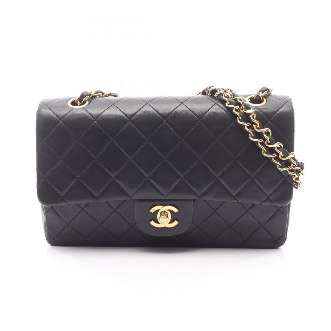 CHANEL Matelasse Double Flap Shoulder Bag in Lambskin Leather, Black, Women's, A01112 (1 of 15)