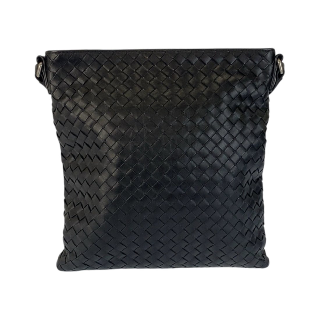 BOTTEGA VENETA Intrecciato Black Leather with Silver Hardware, Men's Shoulder Bag, Pochette, (1 of 11)