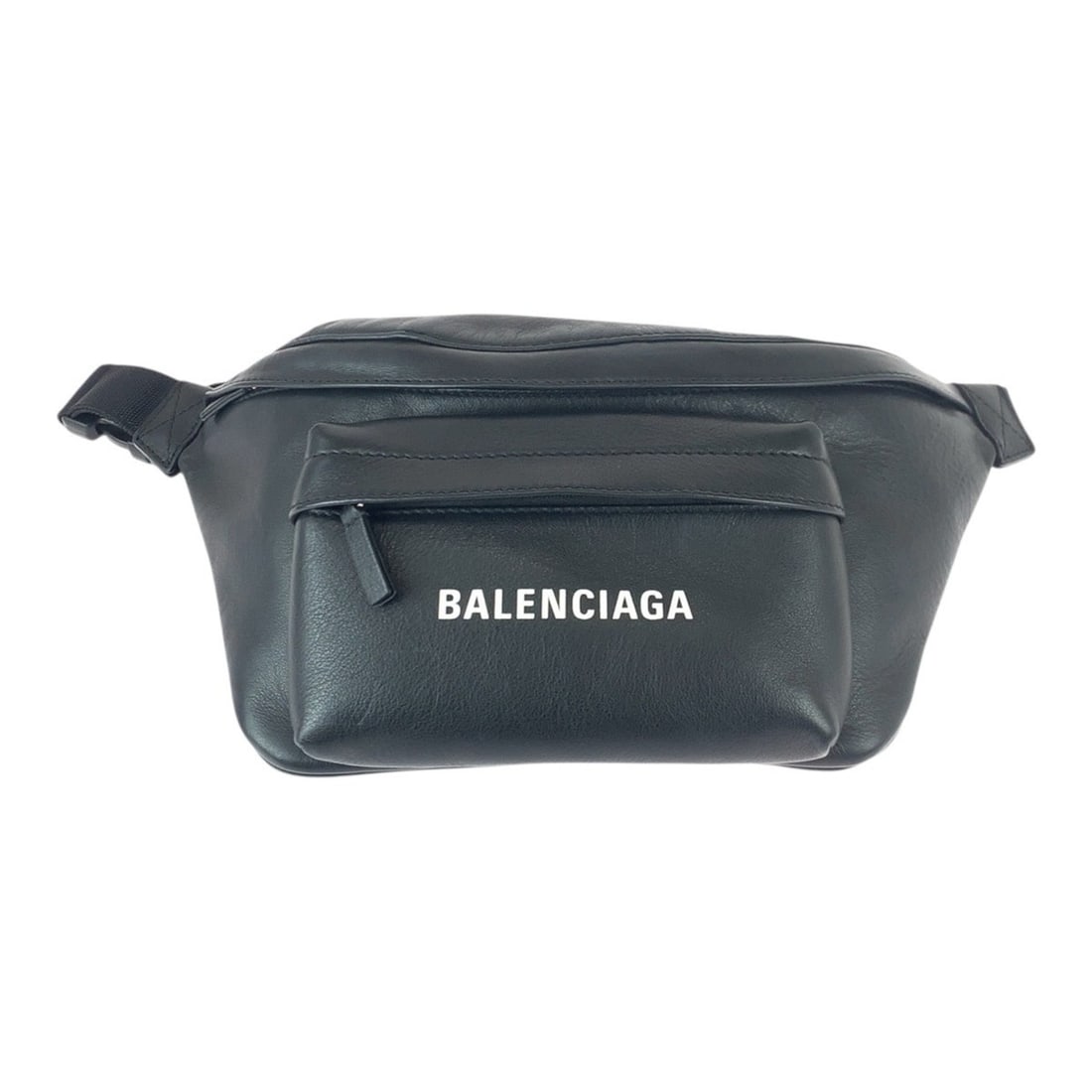 BALENCIAGA Everyday (552375) in black, white, silver hardware, and leather. This men's body: --- Catalog ---Category: SizeSize (HxWxD): 16cm x 20cm x 4cm / 6.29'' x 7.87'' x 1.57''Category: DesignType: Fanny pack, Sling bagColor: Black, WhiteGender: MenMaterial: Leather Category: GeneralBrand