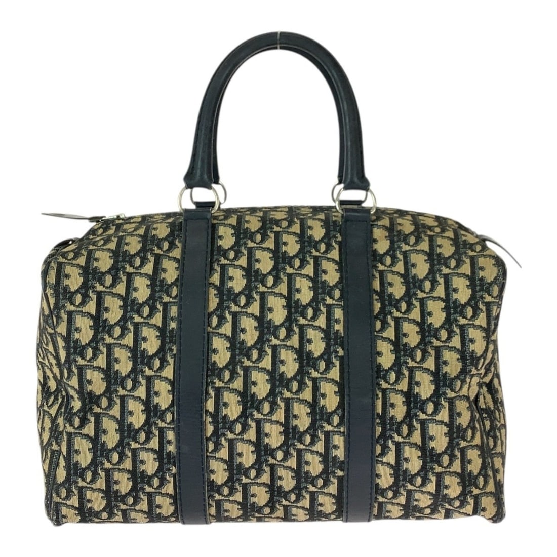 Christian Dior Vintage Trotter Mini Boston Bag in Beige and Navy with Silver Hardware, Canvas (1 of 10)