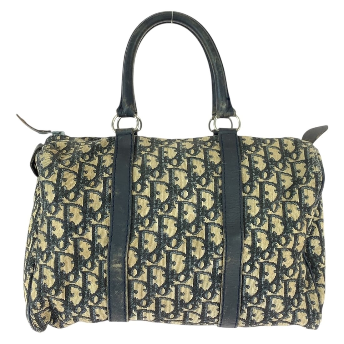 Christian Dior Vintage Trotter Bag in Beige and Navy with Silver Hardware, Canvas Leather, Mini (1 of 14)