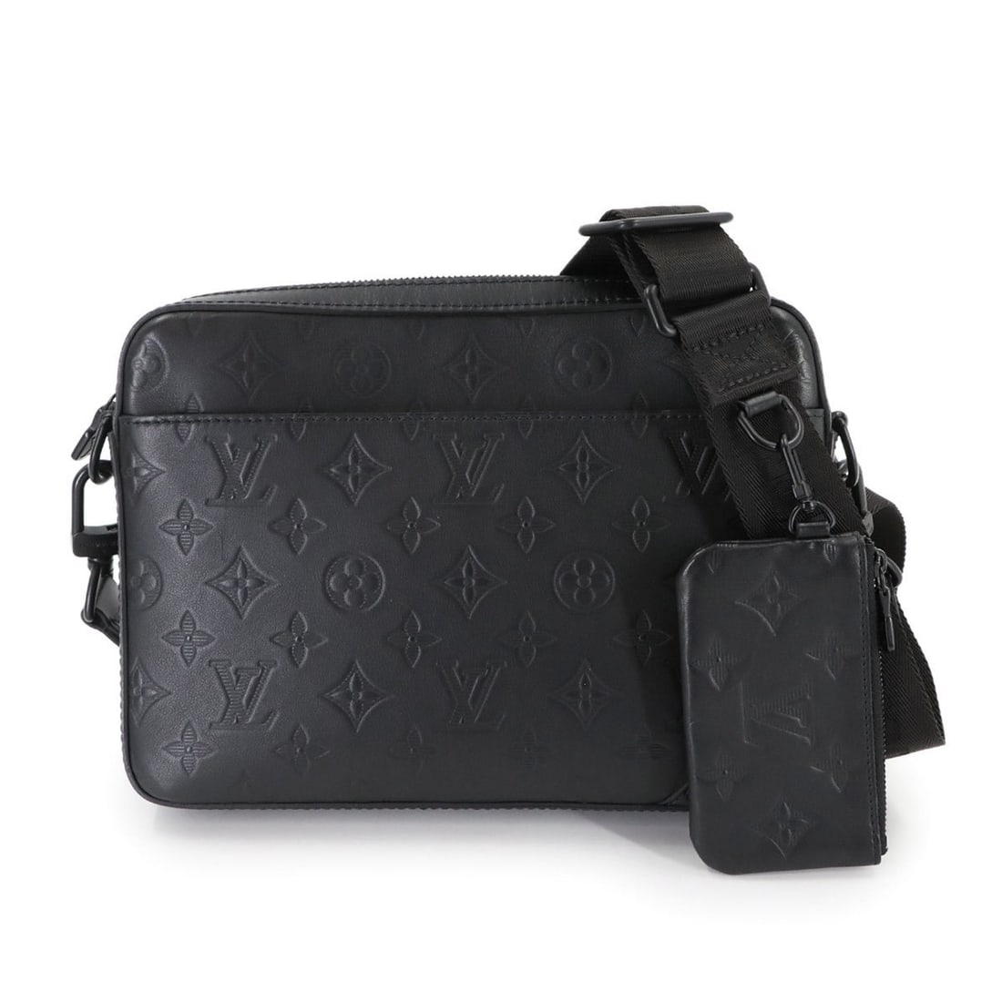 Louis Vuitton Monogram Shadow Duo Shoulder Bag in Black Leather (M69827) with RFID Messenger (1 of 10)
