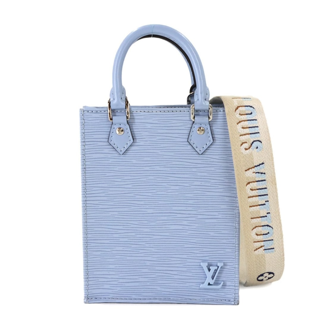 Louis Vuitton Epi Petit Sac Plat 2-way hand/shoulder bag in blue leather (M81069) (1 of 10)