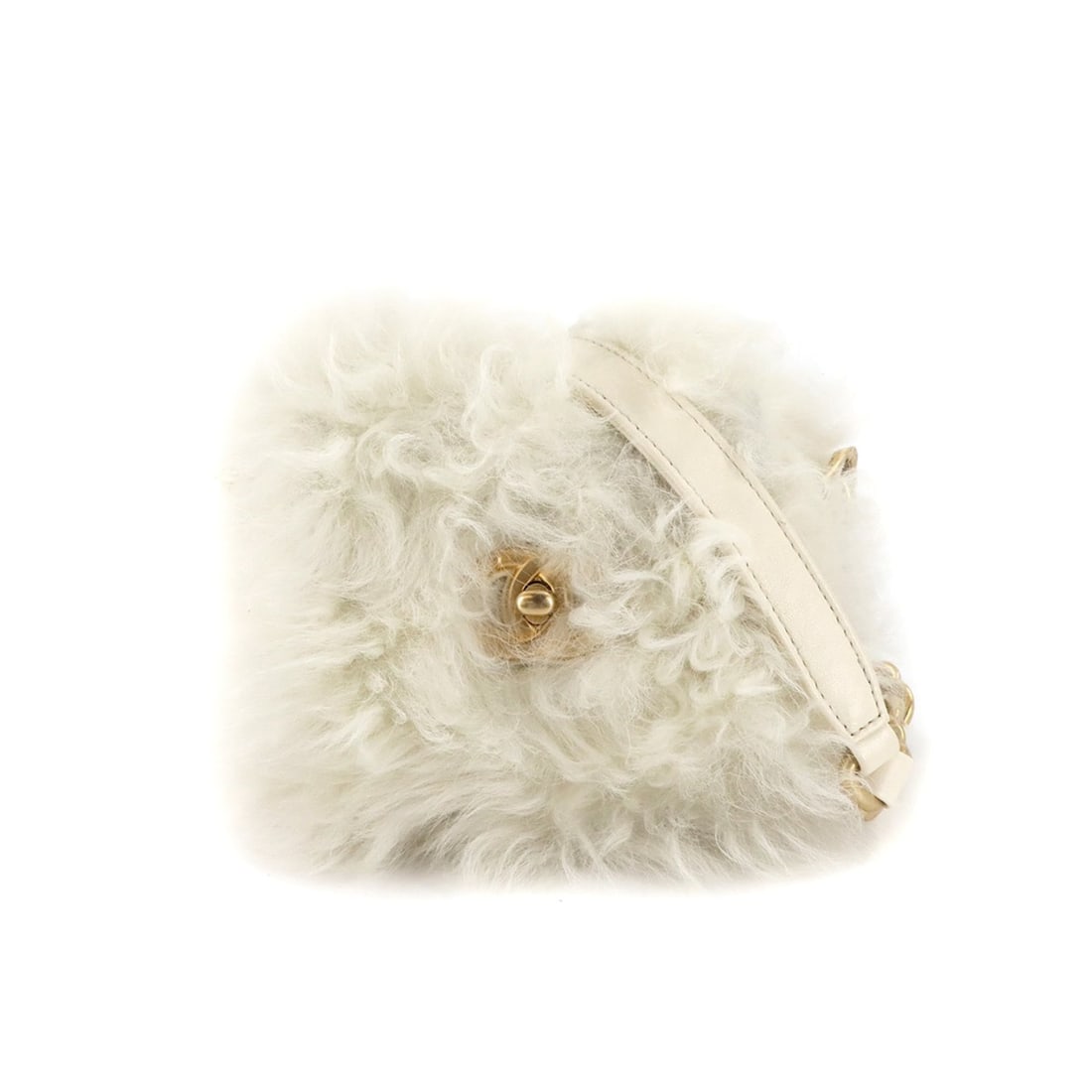 CHANEL Fur Chain Shoulder Bag in Shearling Leather and White (1 of 14)