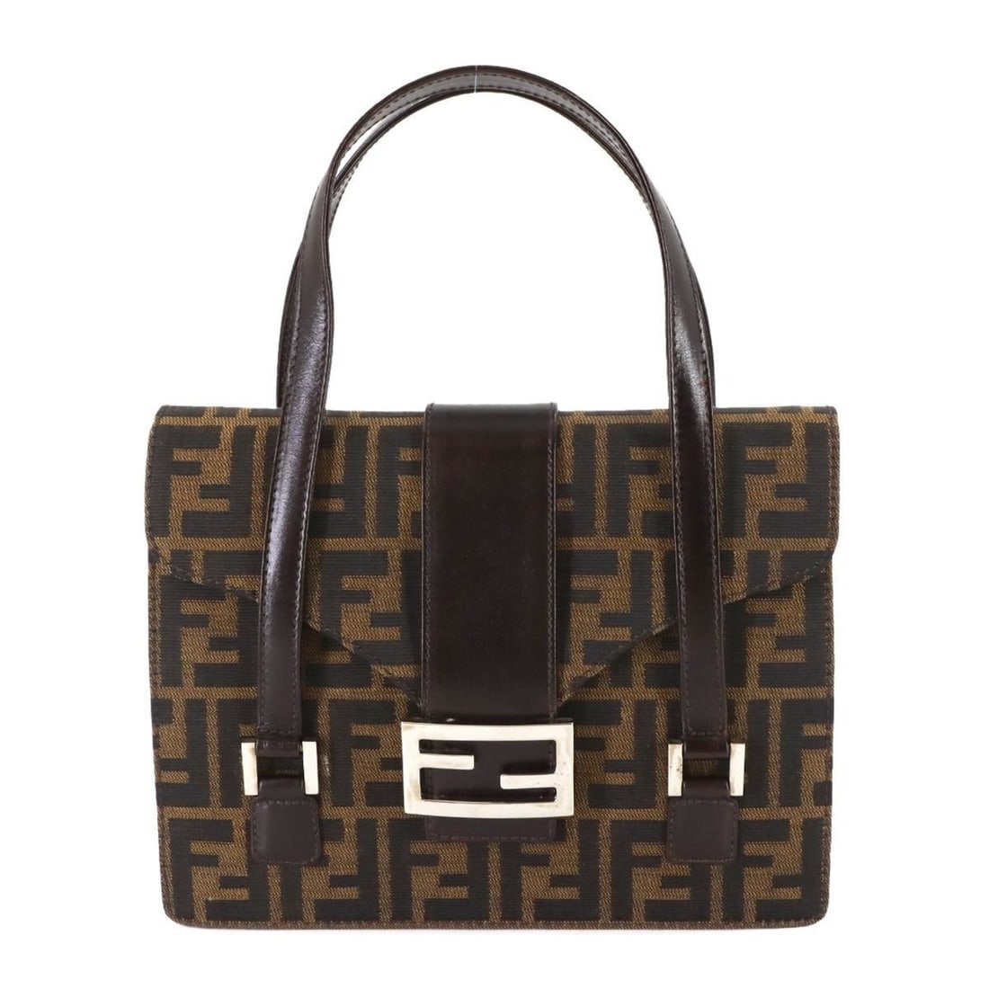 FENDI Zucca Handbag in Canvas and Leather with Brown, Black, Silver Hardware (1 of 14)