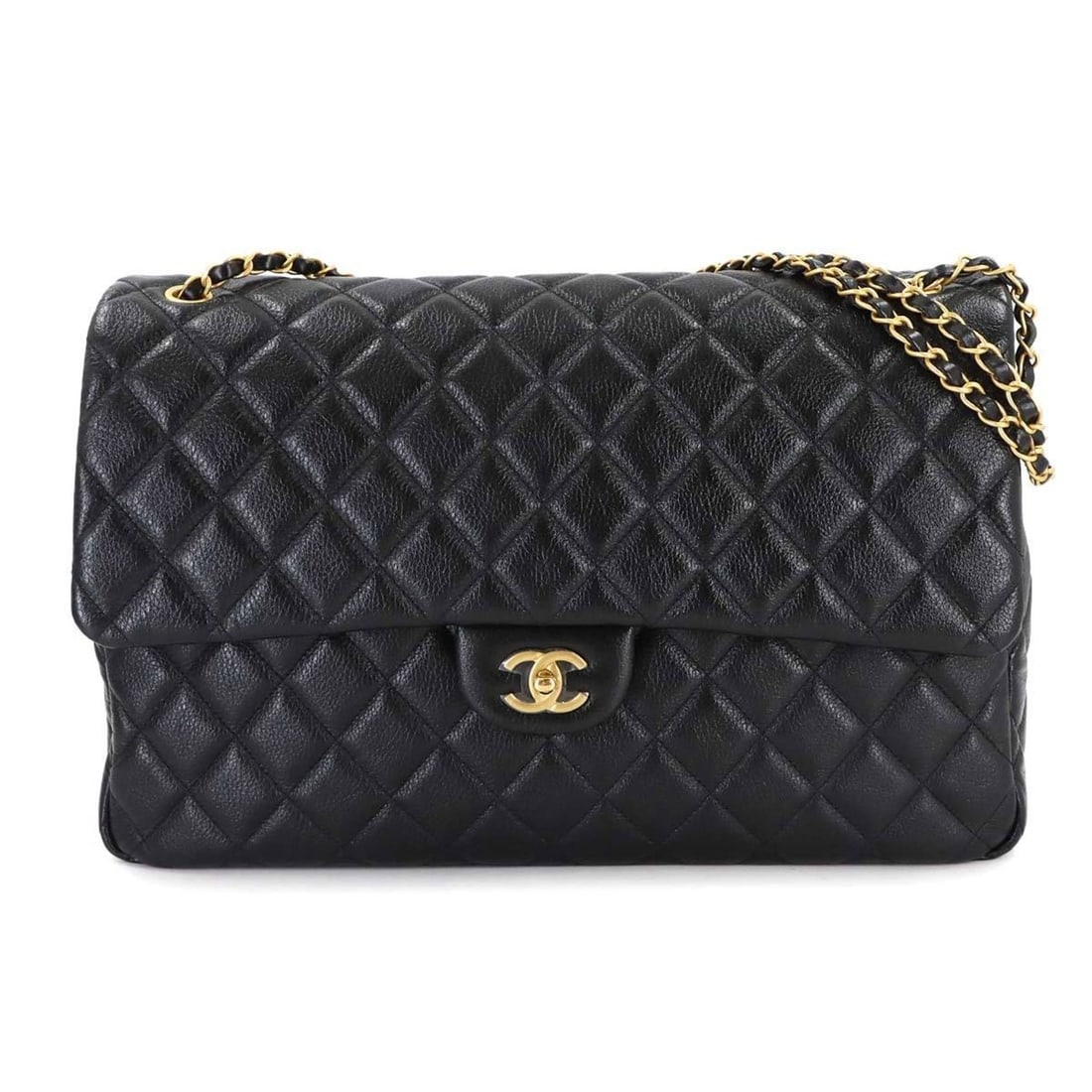 CHANEL Dekamato Matelasse 40 Chain Shoulder Bag in Black Leather with Gold Hardware: --- Catalog ---Category: SizeSize (HxWxD): 24cm x 40cm x 12.5cm / 9.44'' x 15.74'' x 4.92''Category: DesignType: Shoulder bagColor: BlackGender: WomenMaterial: Leather Category: GeneralBrand: Chanel--