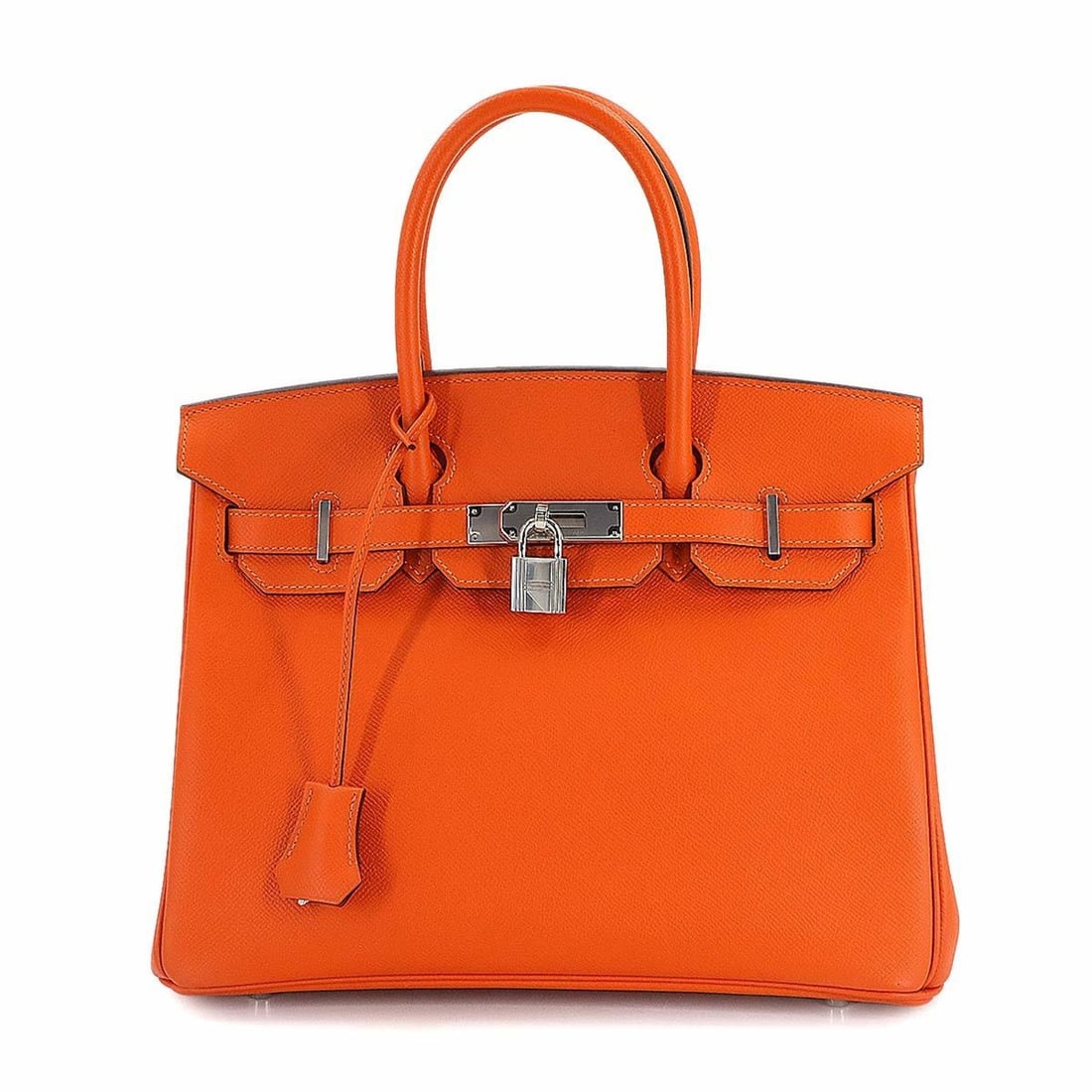 Hermes Hermès Birkin 30 handbag in Epsom Fleur Orange with X stamp and silver hardware. (1 of 9)