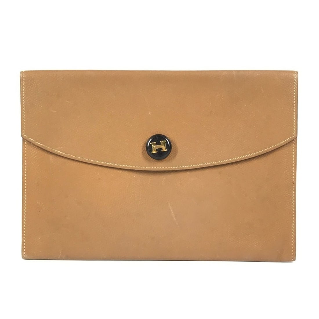 HERMES H logo vintage Pochette Rio clutch bag, pouch, or second bag in brown leather for men and (1 of 18)