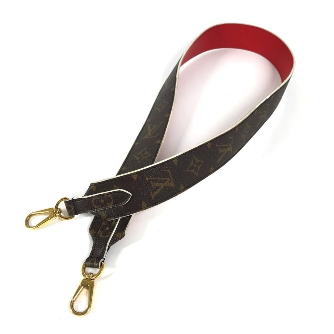 LOUIS VUITTON J02287 Monogram Canvas Shoulder Strap, Non-Adjustable, Brown, for Men and Women: --- Catalog ---Category: SizeHandle/Strap Length: 97.5cm / 38.38''Category: DesignType: StrapColor: Brown, Red colorGender: Men,Women,UnisexMaterial: MonogramCategory: GeneralBrand: Louis VuittonCount