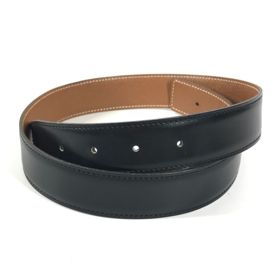 HERMES Belt Only, Accessory, Bottoms Belt, Leather, Men's and Women's, Black (1 of 15)