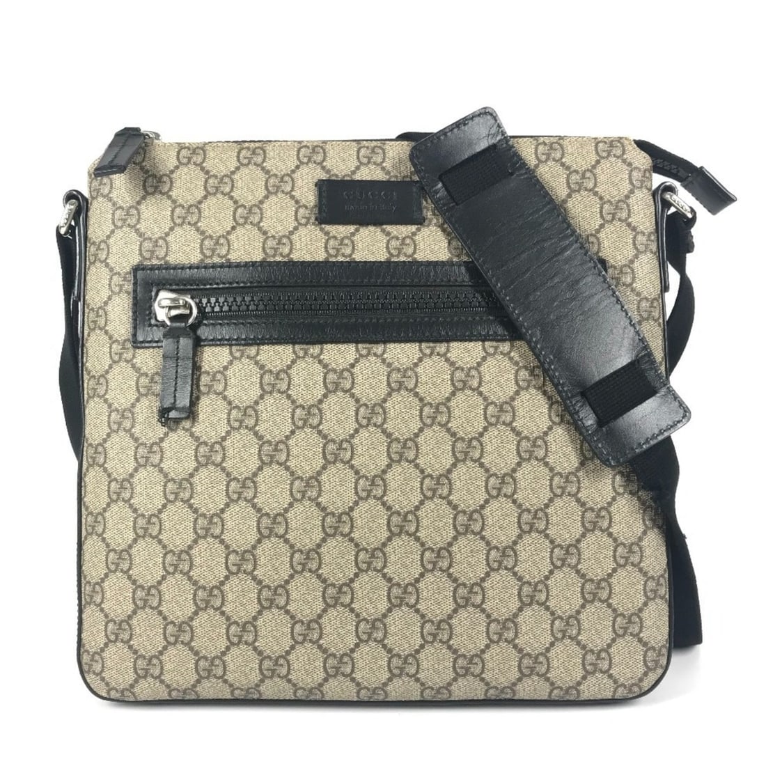GUCCI 406374 GG Supreme Logo Messenger Bag Shoulder in Canvas and Leather, Beige, for Men Women (1 of 18)