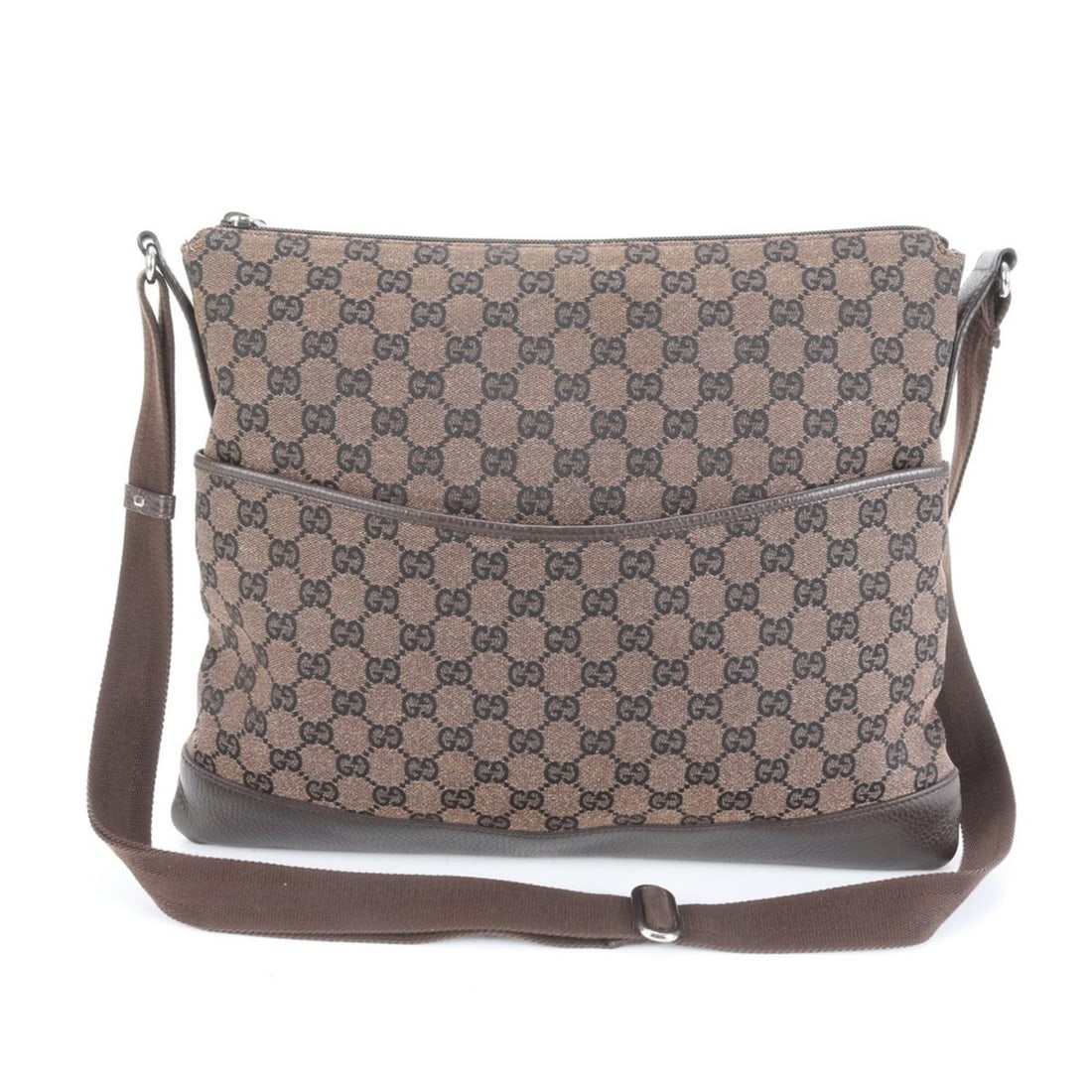 Gucci GG Canvas 374411 Leather Shoulder Messenger Bag Brown Men's: --- Catalog ---Category: SizeSize (HxWxD): 30cm x 36cm x 1cm / 11.81'' x 14.17'' x 0.39''Category: DesignType: Shoulder bagColor: BrownGender: MenMaterial: Leather , Canvas Category: GeneralMPN: