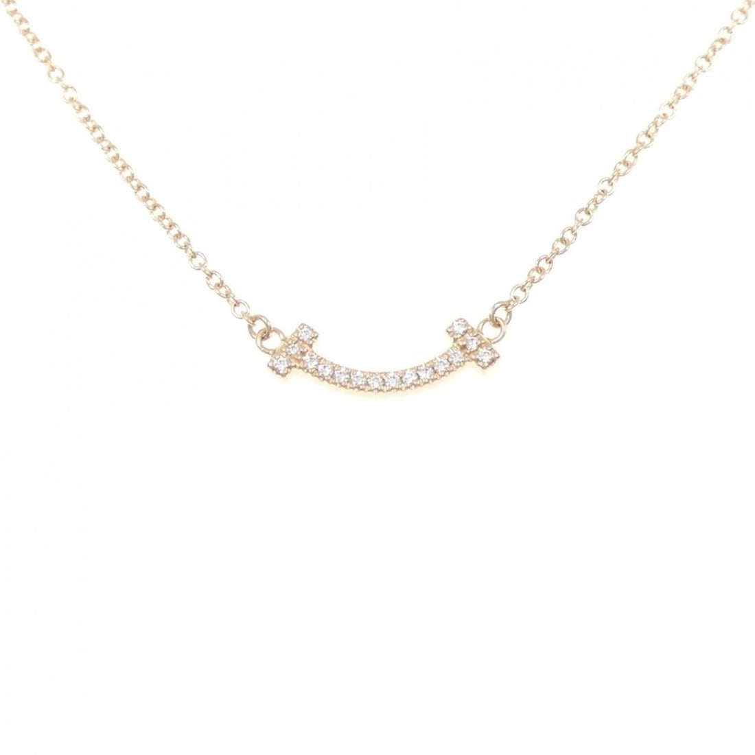 Tiffany T Smile Mini Necklace: --- Catalog ---Category: SizePendant Size: 3.5mm x 14.1mm / 0.13'' x 0.55''Neck Circumference: 41 cm - 46 cm / 16.14'' - 18.11''Category: DesignColor: Pink goldStone: DiamondGender: WomenMaterial:
